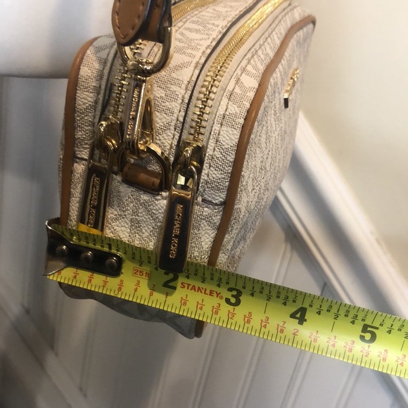 MICHAEL KORS White Leather MK Monogram Jet Set Tote Crossbody Shoulder Body - Picture 14 of 17